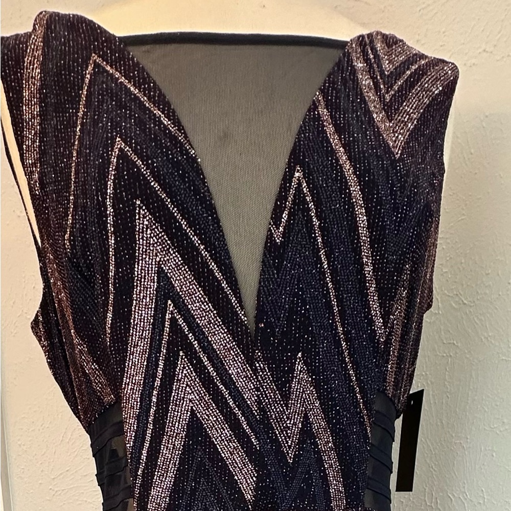 Alexa B Elegant purple and Silver Chevron Dress size 12
